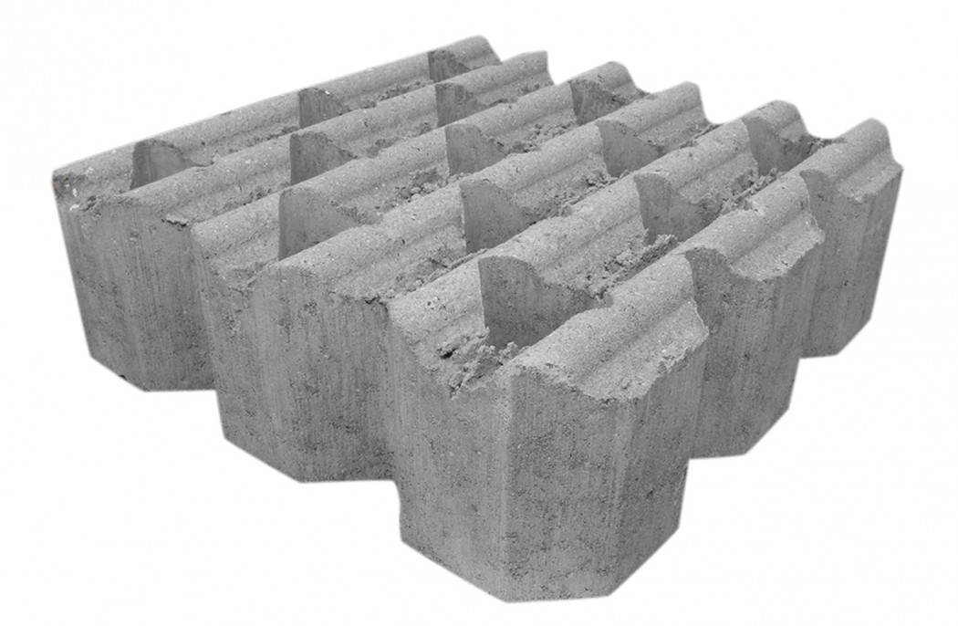 Costa græsarmeringssten i grå beton, 30 x 30 x 9 cm med 75 procent græsareal